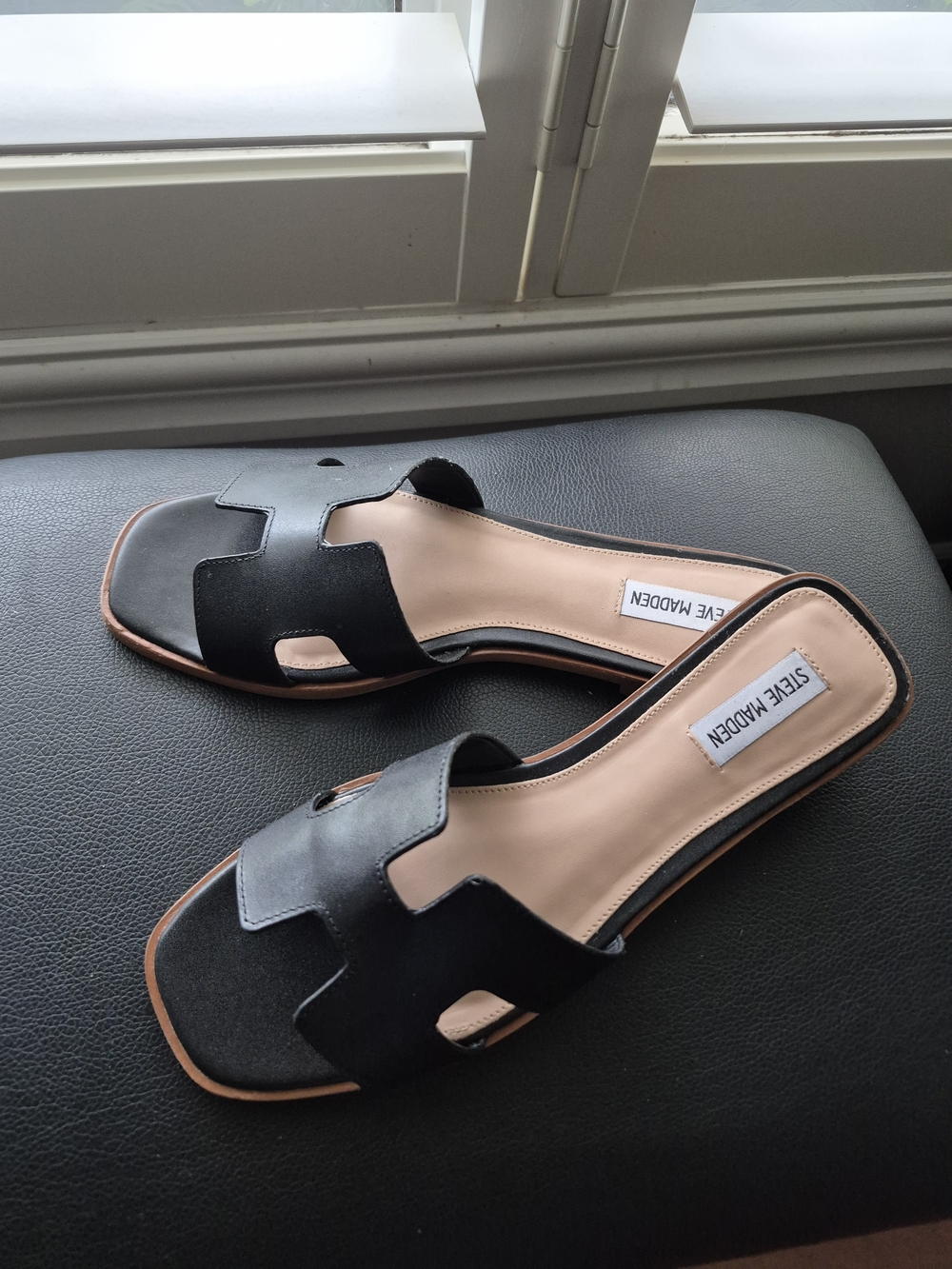 Steve Madden Black Slip-On Cutout Slide Sandals